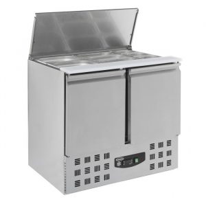 Saladette inox réfrigérée couvercle 2 portes