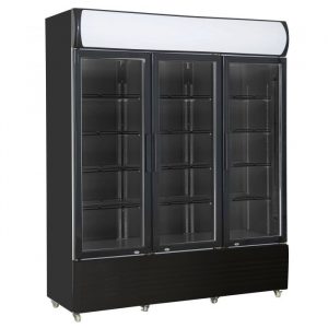 Armoire réfrigérée vitrée 3 portes battantes Noir 1065 Litres
