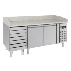 Table de préparation pour pizza 2 portes 7 tiroirs
