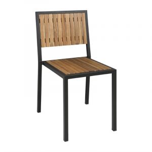 Chaises en acier et acacia Lot de 4