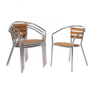 Lot de 4 fauteuils en frêne et aluminium