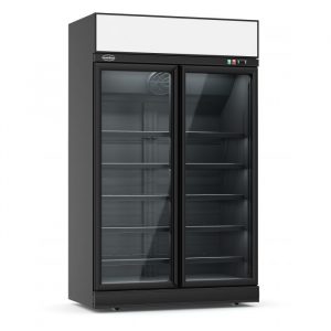 Armoire réfrigérée vitrée noir 2 portes 1000 litres