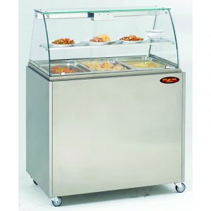 Meuble vitrine chauffante Bain marie 3 bacs