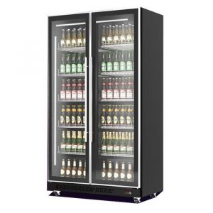 Armoire réfrigérée vitrée noir 2 portes 758 litres