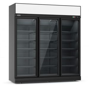 Congélateur armoire 3 portes vitrées Noir 1480 litres