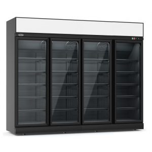 Congélateur armoire 4 portes vitrées Noir 2060 litres