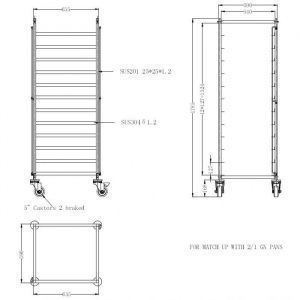 Echelle inox GN2/1 - 12 niveaux