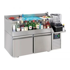 Table réfrigérée 2 portes avec station-bar à cocktails