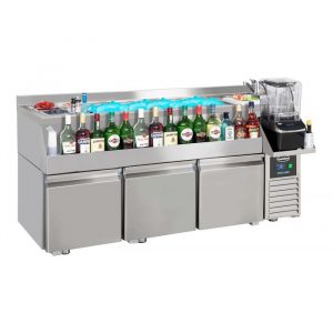 Table réfrigérée 3 portes avec station-bar à cocktails