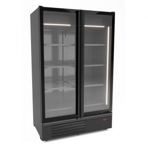 Congélateur vitré noir 2 portes 1230 litres