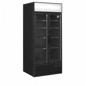 Armoire réfrigérée vitrée Noir 2 portes 707 litres