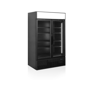 Armoire réfrigérée vitrée Noir 2 portes 1082 litres