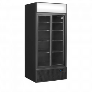 Armoire réfrigérée vitrée Noir 2 portes coulissantes 707 litres