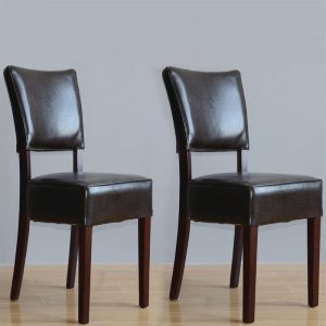 LOT de 2 CHAISES EN SIMILI CUIR MARRON FONCÉ