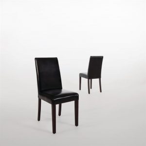 LOT DE 2 CHAISES EN SIMILI CUIR NOIRES