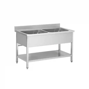 Plonge inox double Bac 1m20 x 60 cm centre