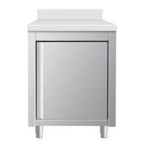 Meuble inox 1 porte battante avec dosseret 700