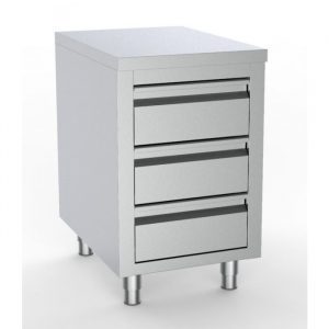 Meuble inox 3 tiroirs sans dosseret 600