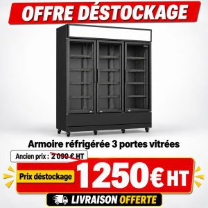 Armoire réfrigérée vitrée 3 portes battantes Noir 1065 Litres FULL BLACK - Combisteel