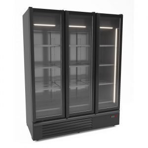 Congélateur armoire 3 portes vitrées Noir 1500 litres