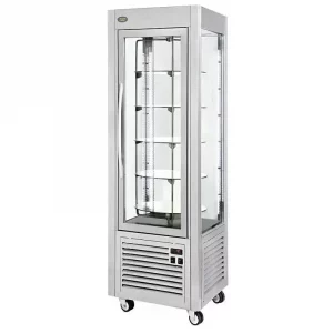 Vitrine pâtissière positive ventilée inox – plateaux tournants - 360 litres