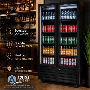 Armoire Réfrigérée Professionnelle 2 Portes Vitrées 773L – Grande Capacité – Livraison Rapide