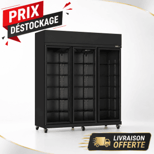 Armoire réfrigérée professionnelle 3 portes vitrées noire 1180L – Froid ventilé – Combisteel 7455.3155